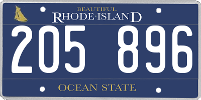 RI license plate 205896