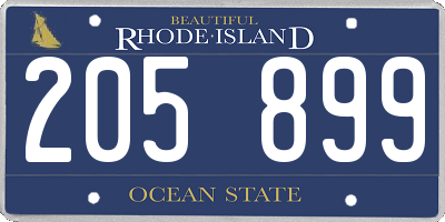 RI license plate 205899