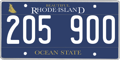 RI license plate 205900
