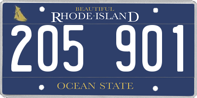 RI license plate 205901