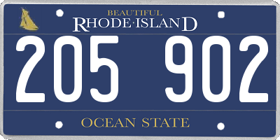 RI license plate 205902