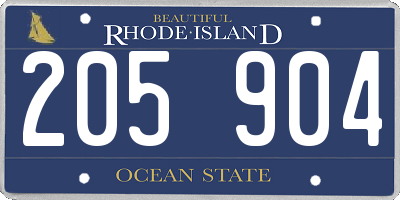 RI license plate 205904