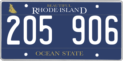 RI license plate 205906