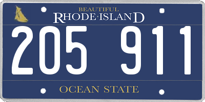 RI license plate 205911