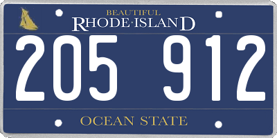 RI license plate 205912