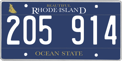 RI license plate 205914