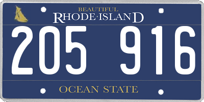 RI license plate 205916