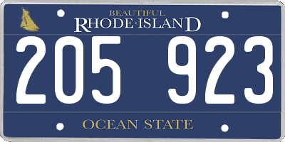 RI license plate 205923