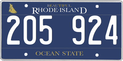 RI license plate 205924