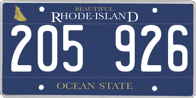 RI license plate 205926