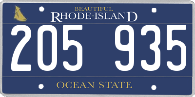 RI license plate 205935