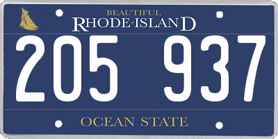 RI license plate 205937