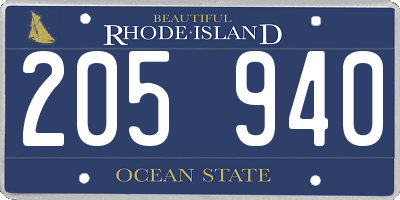 RI license plate 205940