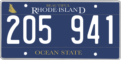 RI license plate 205941