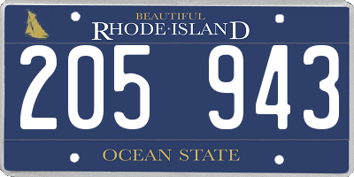 RI license plate 205943