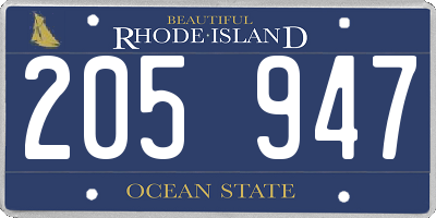 RI license plate 205947
