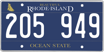 RI license plate 205949