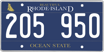 RI license plate 205950