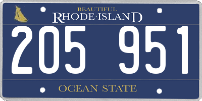 RI license plate 205951