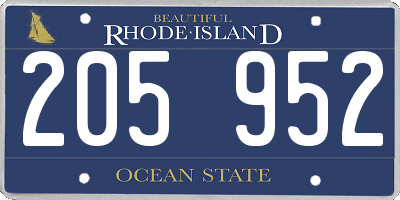 RI license plate 205952