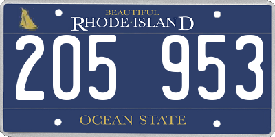 RI license plate 205953