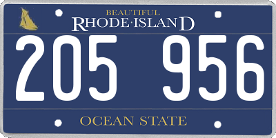 RI license plate 205956