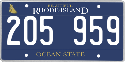 RI license plate 205959