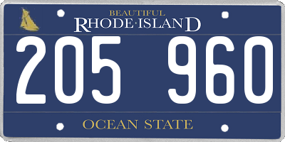 RI license plate 205960