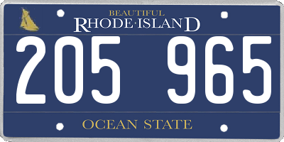 RI license plate 205965