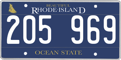 RI license plate 205969