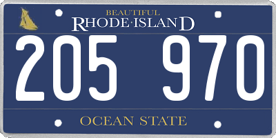 RI license plate 205970