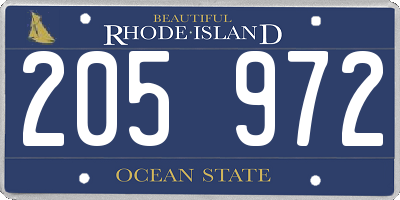 RI license plate 205972