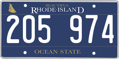 RI license plate 205974