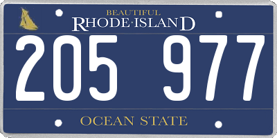 RI license plate 205977