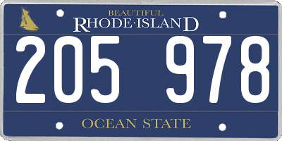 RI license plate 205978