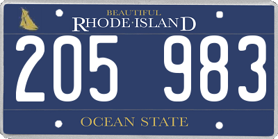 RI license plate 205983