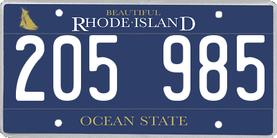 RI license plate 205985