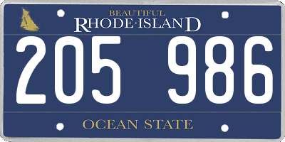 RI license plate 205986