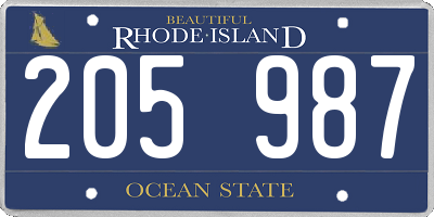 RI license plate 205987