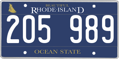 RI license plate 205989
