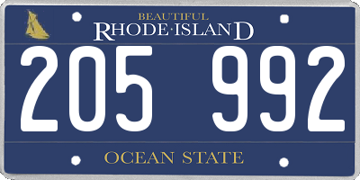 RI license plate 205992