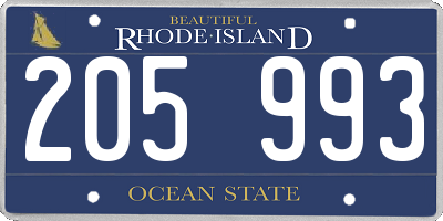 RI license plate 205993