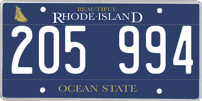RI license plate 205994