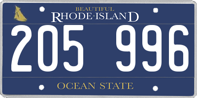 RI license plate 205996