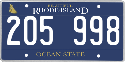 RI license plate 205998