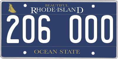 RI license plate 206000