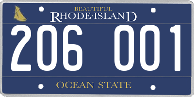 RI license plate 206001