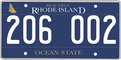 RI license plate 206002