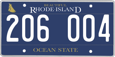RI license plate 206004