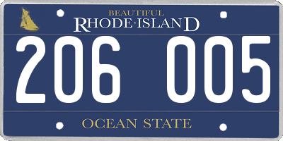 RI license plate 206005